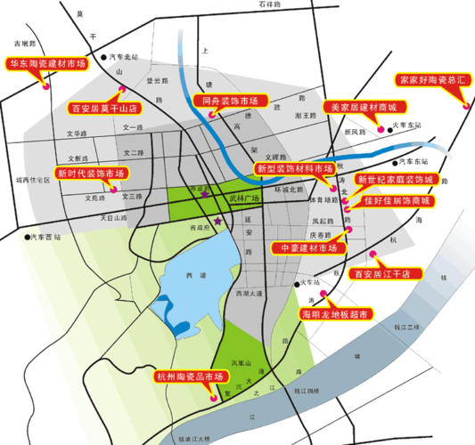 杭州家装建材市场规模宏大且分布广，各区域特色鲜明